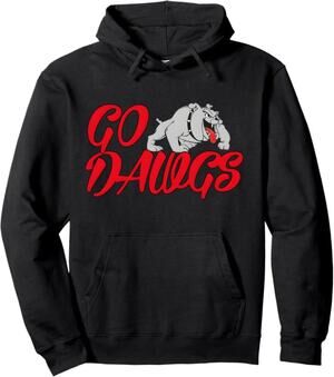 NWT ~ Black "GO DAWGS" Bulldog Pullover Hoodie Hooded Sweatshirt ~ LARGE